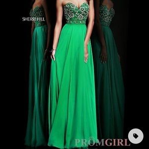 Sherri Hill Emerald Green Formal Gown